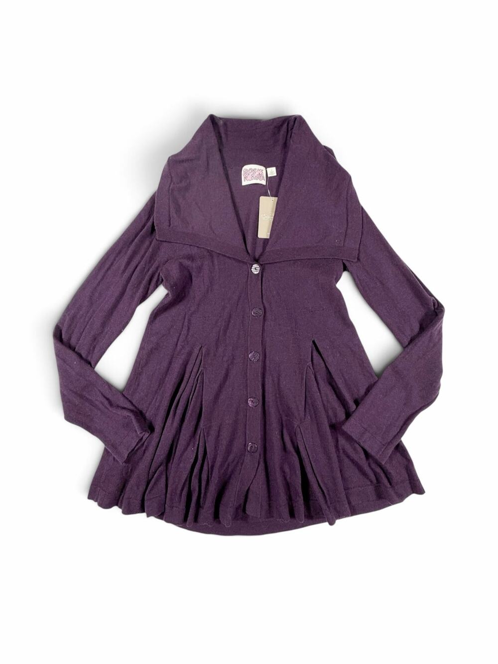 NEW *Flaw Rosie Neira Anthropologie Pleated Ruffle Cardigan Cashmere Medium